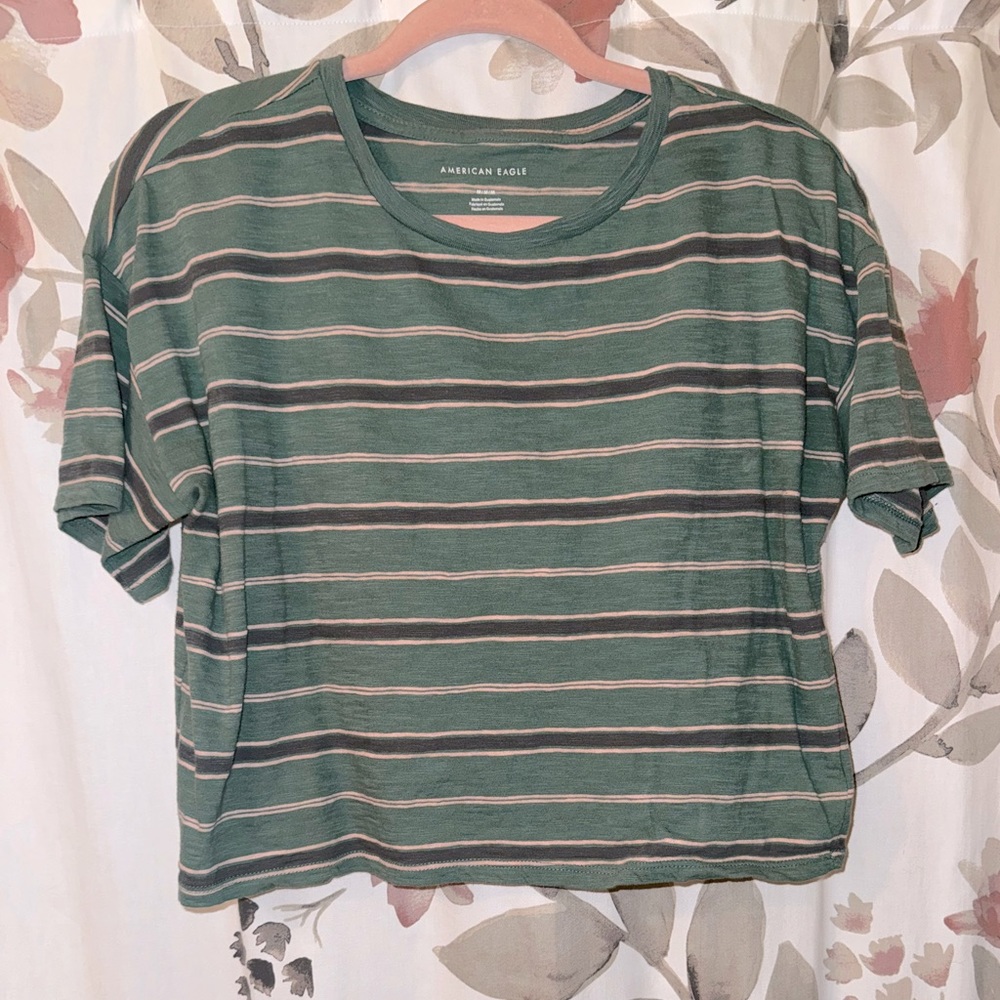 American Eagle cropped striped tee